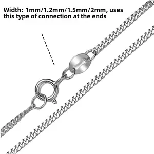 Détail de chaîne gourmette en argent s925 avec fermoir à ressort, largeur 1mm à 2mm