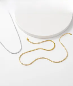 Close-up of 925 sterling silver tennis necklace with sparkling white cubic zirconia stones