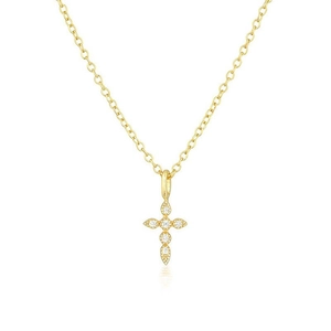 Elegant S925 Sterling Silver Cross Necklace For Women Minimalist Inlaid Zirconia Pendant Thin Chain Electroplated Jewelry