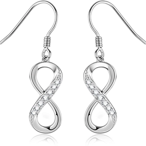 925 sterling silver infinity drop earrings with sparkling cubic zirconia pavé stones