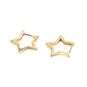 Créoles minimalistes en argent sterling S925 doré en forme d'étoile pour femmes au style créatif