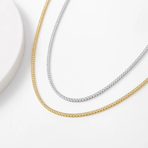 925 Sterling Silver Tennis Necklace Round Zirconia Inlaid Plated White Gold Yellow Gold Adjustable Chain Jewelry For Women Men