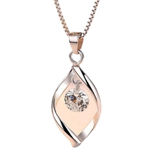 Collana classica in argento sterling S925 con pendente a foglia e zircone lucente