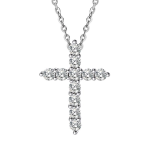 Collier Pendentif Croix en Argent Sterling 925 pour Femme avec Incrustation de Zirconia Style Religieux Géométrique Bijoux de Mode