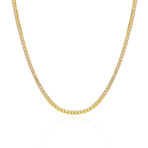 Elegant 18K gold-plated 925 silver tennis necklace with 4-claw round cubic zirconia stones