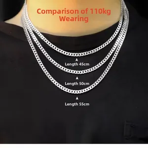 Comparaison de chaînes cubaines en argent de 45cm 50cm et 55cm pour la longueur