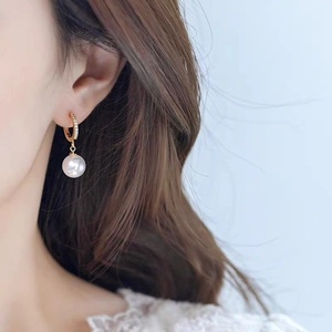 French vintage 925 silver pearl hoop earrings with crystals for elegant women