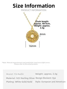 Détails du pendentif œil maléfique en argent 925 taille 16mm et chaîne de 45cm