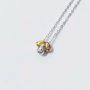 Minimalist 925 Sterling Silver Tri-Color Water Drop Pendant Necklace Elegant Small Gold Bean Clavicle Chain For Women Jewelry