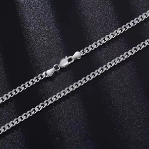 Chaîne gourmette classique en argent sterling S925 pour hommes avec fermoir homard