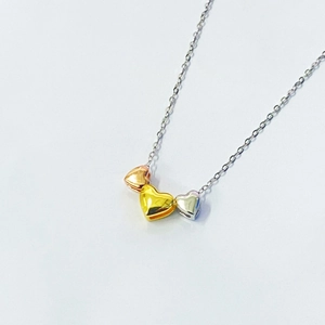 S925 Sterling Silver Three-Tone Heart Pendant Necklace Simple Geometric Fashion Jewelry Clavicle Chain For Women Gift
