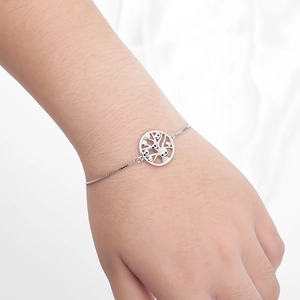 925 Sterling Silver Tree Of Life Bracelet For Women Adjustable Box Chain Inlaid Blue Zirconia Fashion Jewelry Gift