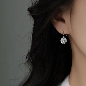 Minimalist S925 sterling silver drop earrings with brilliant round cubic zirconia stones