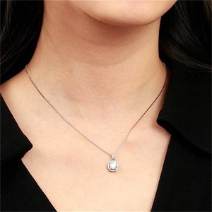 Classic S925 sterling silver necklace with a brilliant round halo pendant for women
