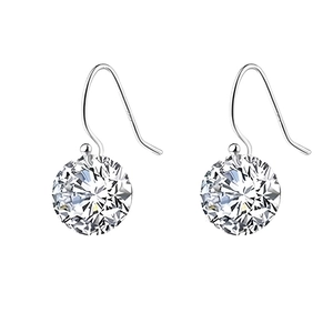 925 Sterling Silver Zirconia Ear Hook Earrings For Women Round Cut Minimalist Fashion Jewelry Daily Elegant Silver Earrings