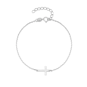 Bracelet croix minimaliste en argent sterling S925 avec chaîne à maillons réglables