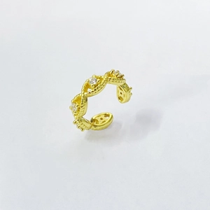 Boucles d'Oreilles à Clips en Argent Sterling S925 Géométrique Corde Torsadée pour Femmes Plaqué Or avec Zirconia Incrusté Bijoux de Mode
