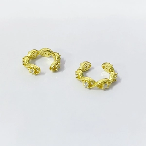 Bagues d'oreilles en argent S925 doré avec zircons et motif tressé évidé