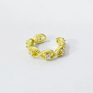Manchette d'oreille en argent S925 doré avec design torsadé et pierres en zircone