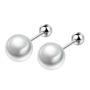S925 sterling silver ball stud earrings with screw back design and polished finish