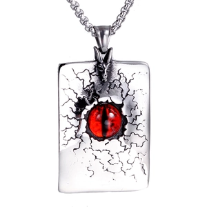 Pendentif Gothique en Acier Inoxydable Œil de Dragon Seul Sans Chaîne Texture Craquelée Homme Punk Bijoux Rétro