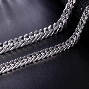 Polished silver cuban link chain bracelet in stainless steel with heavy duty flat design