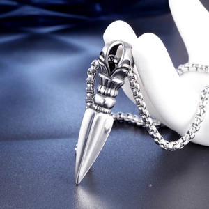 Vintage stainless steel dorje pendant necklace for men with thick link chain