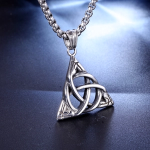 Retro hollow geometric triangle pendant necklace with sturdy stainless steel chain