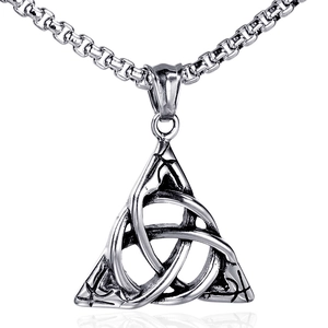 Vintage Titanium Steel Celtic Knot Triquetra Pendant Triangle Hollow Out Jewelry For Unisex Pendant Only Without Chain