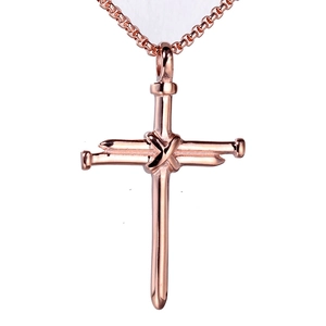 Collier Pendentif Croix Clou en Acier Inoxydable pour Hommes Bijoux Punk Religieux Style Industriel Collier de Perles