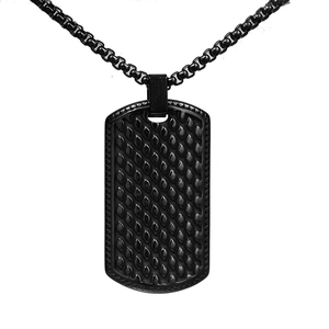 Pendentif Plaque Militaire en Acier Inoxydable Rétro pour Homme Texture Géométrique Écailles de Poisson Style Punk Industriel