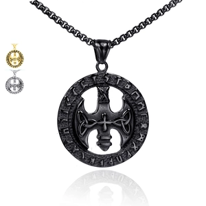 Vintage Stainless Steel Viking Axe Cross Rune Pendant Only Norse Mythology Celtic Knot Jewelry Accessory For Men Women