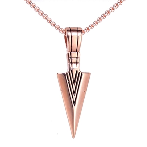 Vintage Stainless Steel Arrowhead Pendant Necklace For Men Women Punk Style Geometric Arrow Jewelry In Rose Gold Silver Colors