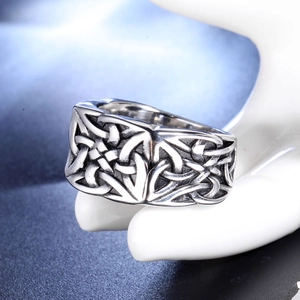 Retro Viking Celtic knot titanium steel ring for men in punk vintage style design