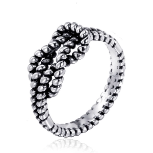 Vintage Edelstahl Gedrehtes Seil Knoten Herz Ring Für Damen Herren Retro Punk Gothic Band Ring Schmuck Geschenk