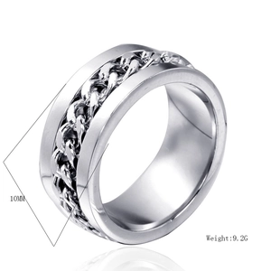 Detail showing 10mm width and 9.2g weight of the stainless steel rotating chain ring