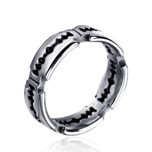 316L Stainless Steel Razor Blade Ring For Men Women Punk Gothic Hollow Out Sawtooth Band Ring Vintage Industrial Jewelry