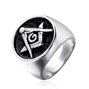 Vintage Stainless Steel Masonic Ring For Men Square And Compass Signet Ring Freemasonry G Letter Retro Religious Jewelry Gift