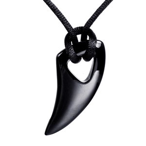 Stainless Steel Fang Pendant Necklace With Black Rope Horn Claw Shape Tough Hip Hop Style Jewelry For Men Women Daily Decor