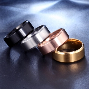 Bague Minimaliste en Acier Inoxydable Brossé Mat pour Hommes Femmes Large Bande Plate Bord Poli Bijoux de Mode Bague