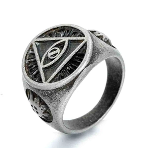 Vintage Stainless Steel All Seeing Eye Ring For Men Retro Eye Of Providence Triangle Signet Ring Gothic Punk Jewelry Daily Gift