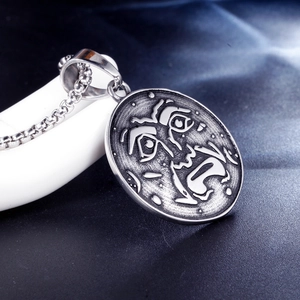 Stainless Steel Retro Skull Sun Face Round Pendant Only For Men Women Vintage Punk Gothic Hip Hop Jewelry Accessory No Chain