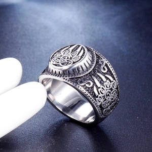 Vintage stainless steel Viking bear claw ring for men featuring Celtic knot engravings