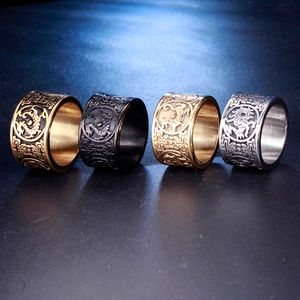 Breite Drachenringe aus Edelstahl für Herren in Gold, Schwarz, Bronze und Silber im Set