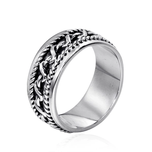 Bague Anneau en Acier au Titane Tressé Vintage pour Hommes Femmes Style Industriel Large Poli Gauffré Bijoux Cadeau