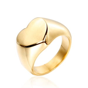 Chevalière Cœur en Acier Inoxydable pour Hommes Femmes Poli Or Argent Mode Bijoux de Doigt en Forme de Cœur Cadeau