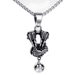 Vintage Stainless Steel V-Twin Engine Pendant For Men Punk Gothic Rock Mechanical Motor Pendant Only Without Chain