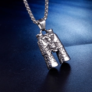 Vintage Industrial Stainless Steel Telescope Pendant Only For Men Women Stone Texture Streetwear Jewelry Accessory