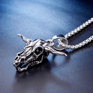 Collier tête de taureau vintage en acier inoxydable avec chaîne vénitienne style hip-hop