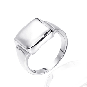 Chevalière Carrée en Acier Inoxydable Polie Minimaliste pour Hommes Femmes Punk Hip Hop Géométrique Bague Plate Bijoux Cadeau